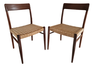 Teak and Rope Chairs in the style of Niels O. Møllers, 1960s, Set of 2