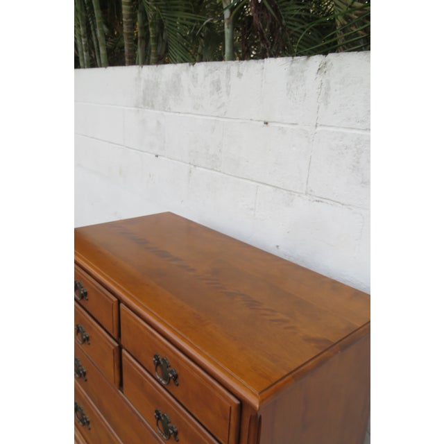 Late 20th Century Ethan Allen Solid Maple Tall Chest of Drawers 6179 For Sale - Image 11 of 16