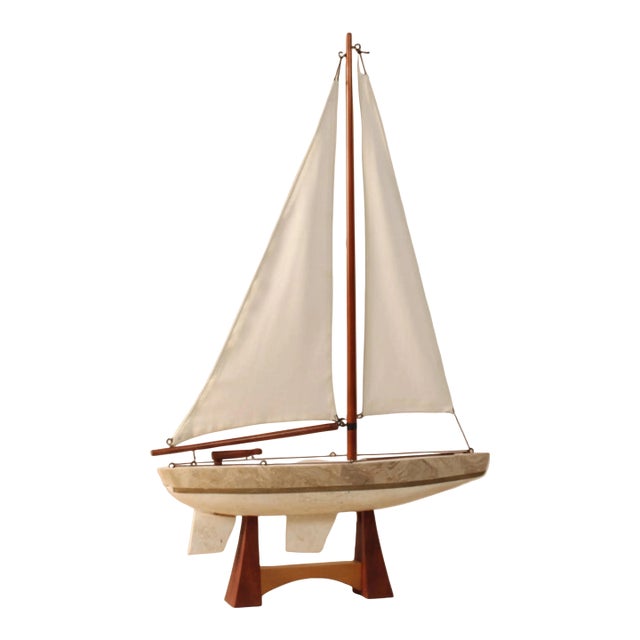 1980s Tessellated Stone Sailboat Model For Sale