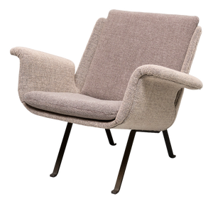 Armchair in Gray Two Tone Wool and Steel by Koene Oberman, Netherlands, 1950s