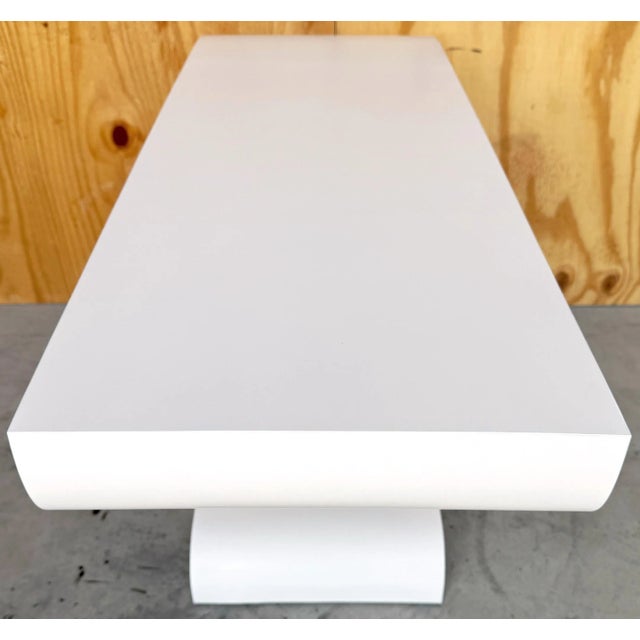Pierre Cardin Pierre Cardin White Laquer Waterfall Console Table For Sale - Image 4 of 6