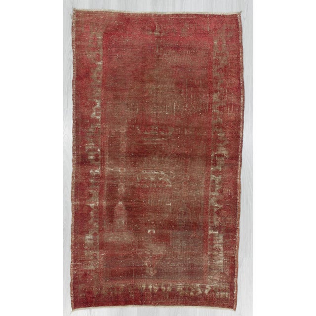 Mid 20th Century Overdyed Rust Vintage Turkish Rug For Sale - Image 5 of 5