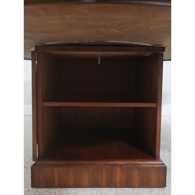 Wood English Style Large Mahogany Round Leather Top Rent Table For Sale - Image 7 of 18