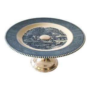 Mid 20th Century Currier & Ives Cake Stand