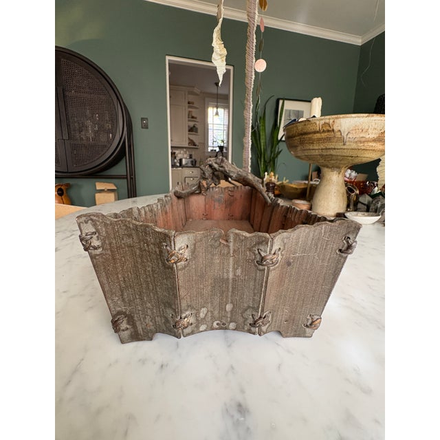 Japanese Ikebana Wabi-Sabi Bamboo Carved Basket For Sale - Image 4 of 15