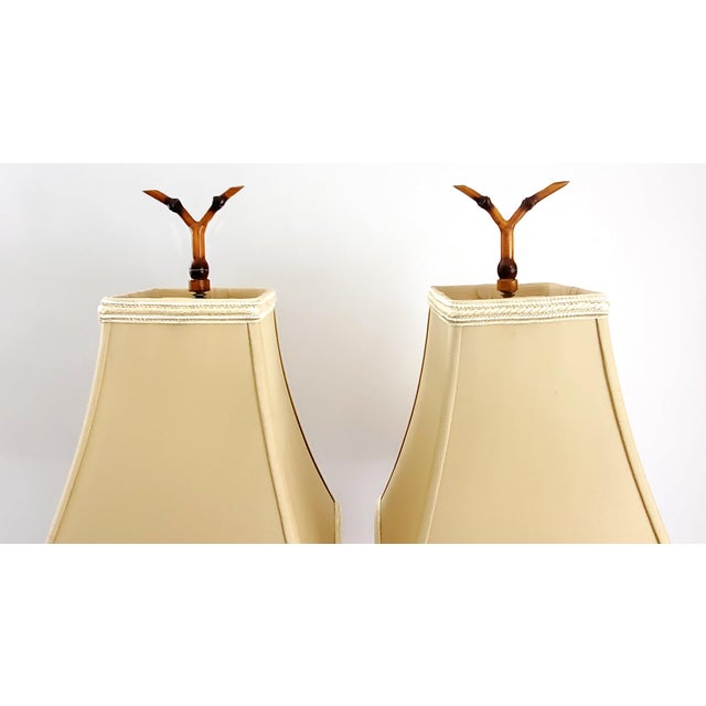 Metal 1970s French Bouillotte Style Faux Bamboo Desk Lamp With Shades For Sale - Image 7 of 13