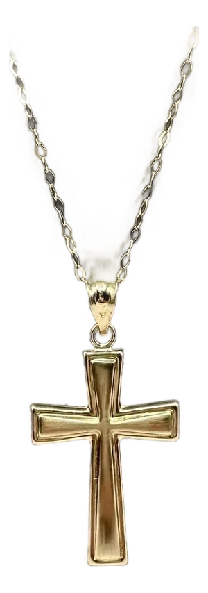 Cross Necklace in 14kt Yellow Gold - 16", 1.5g, Spring Ring Clasp, New Condition