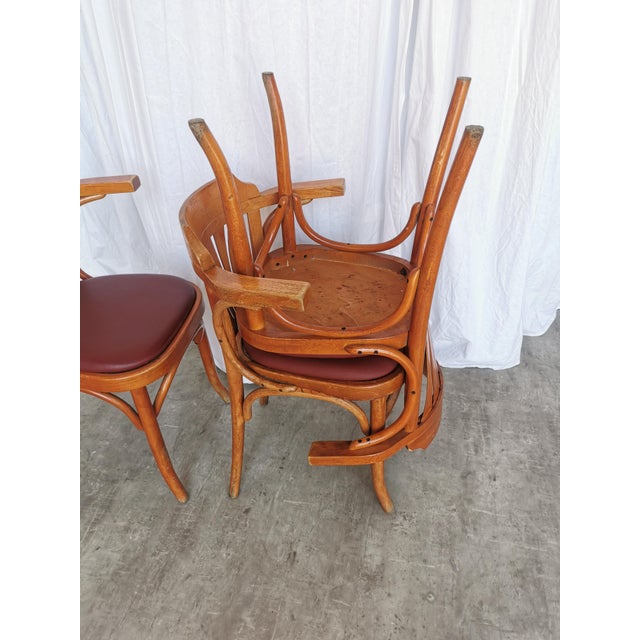 Bentwood Dining Chairs in Red Faux Leather, 1970s, Set of 3 For Sale - Image 16 of 18