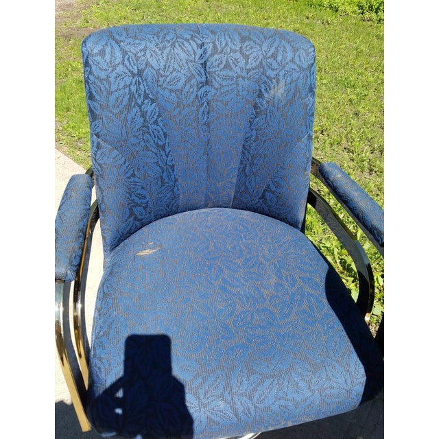 Mid-Century Modern Milo Baughman Brass Frame Swivel Base Bar Stools - a Pair For Sale - Image 10 of 13