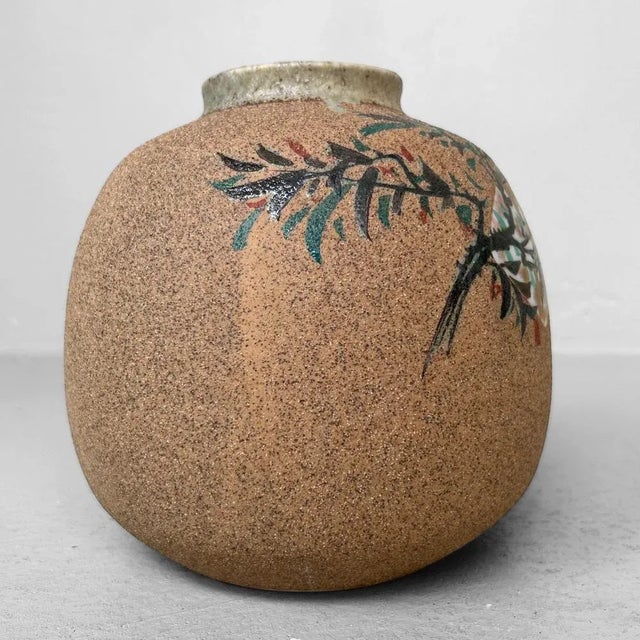 Blue Vintage Japanese Vase with Bird and Flowers, 1960s For Sale - Image 8 of 14