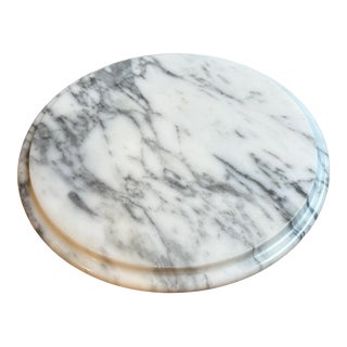 Mid 20th Century Italian White Marble Round Tray For Sale