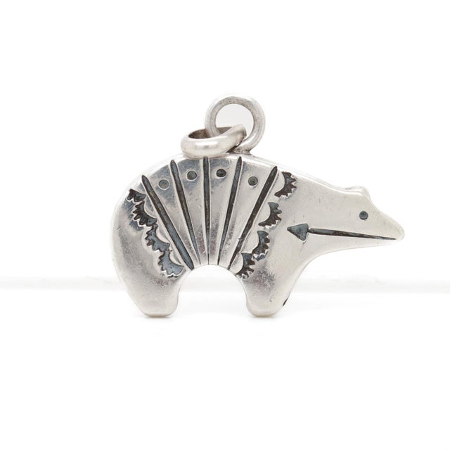 Vintage Southwestern Sterling Silver Bear Pendant for a Necklace For Sale - Image 9 of 13