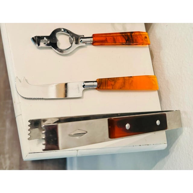 1970s George Briard Ice Bucket With Amber Lucite Tools For Sale - Image 6 of 11