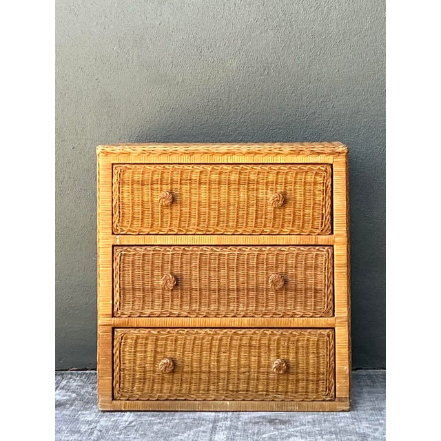 Tan Vintage Woven Rattan Chest of Drawers For Sale - Image 8 of 12