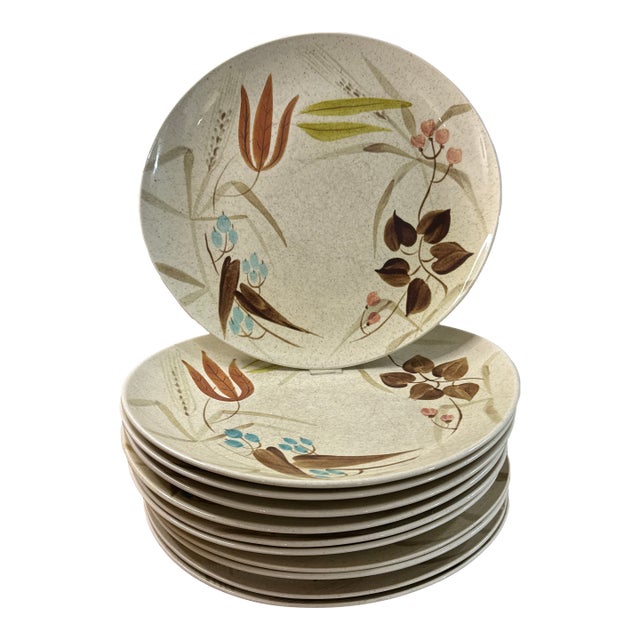1950s Mid-Century Modern Red Wing Random Harvest Plates - Set of 11 For Sale