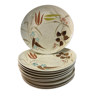 1950s Mid-Century Modern Red Wing Random Harvest Plates - Set of 11