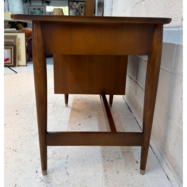 Vintage Walnut Desk Attributed to Mainline for Hooker Furniture For Sale - Image 11 of 16