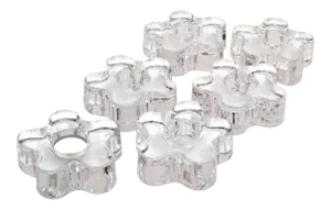 Engraved Orrefors Molded Crystal Flower Candle Holders Erika Lagerbielke - Six