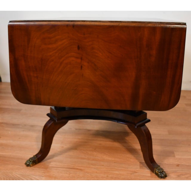 1860s Antique Federal Flame Mahogany Drop-Leaf Table / Sofa Table For Sale - Image 17 of 18