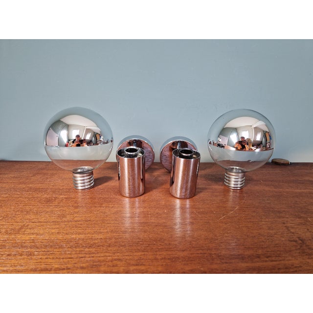 Space Age Wall Sconces in Chromed Metal by Motoko Ishii for Staff Leuchten, 1970, Set of 2 For Sale - Image 15 of 17