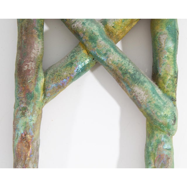 Green 1991 “Essential Equation” Abstract Ceramic Wall Sculptures Ana England For Sale - Image 8 of 10