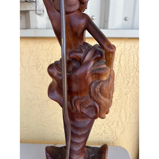 Brown Mid 20th Century Mid Century Modern Wood Carved Nude Woman Lamp For Sale - Image 8 of 11