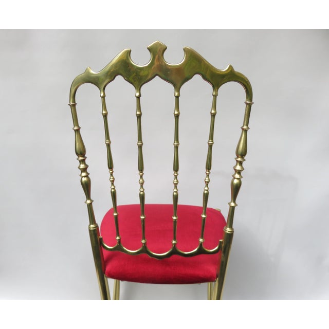 Brass and Red Velvet Chiavari Chair, Italy, 1960s For Sale - Image 6 of 18