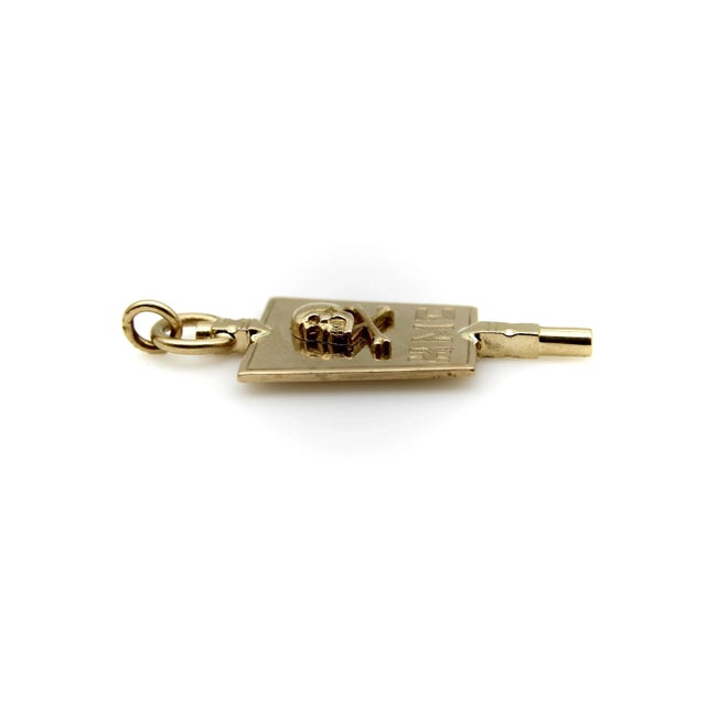 Metal 1950s 10k Gold Momento Mori Skull Pendant Charm For Sale - Image 7 of 10