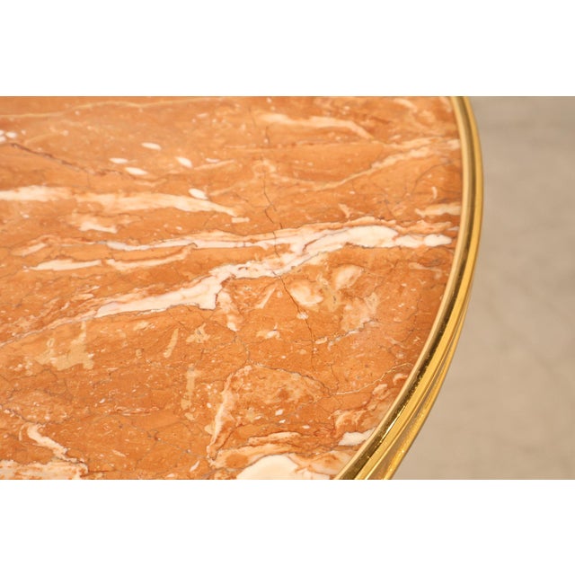 Metal Mid 20th Century Neoclassical Style Pair of Marble Top Gueridon Side Tables For Sale - Image 7 of 18