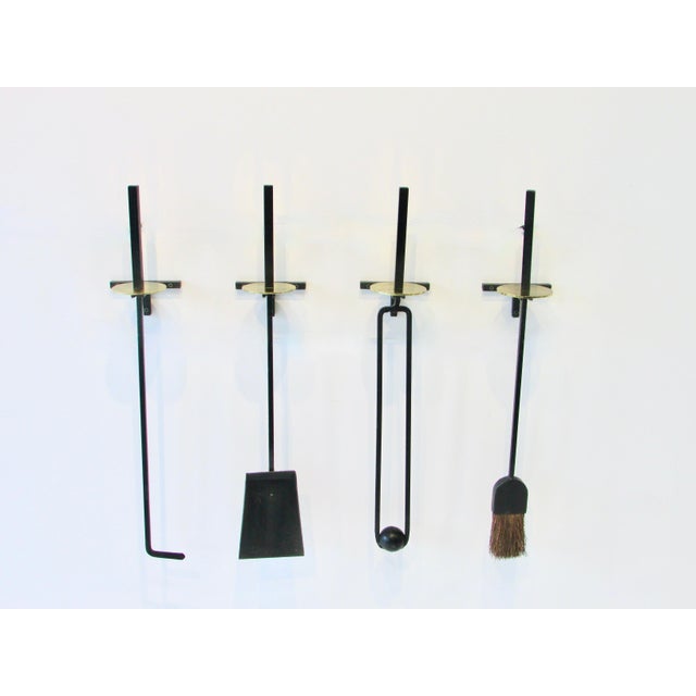 Mid-Century Modern Mid 20th Century Mel Bogart Wall Mounted Fireplace Tools - Set of 4 For Sale - Image 3 of 10
