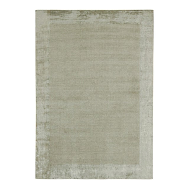 Rug & Kilim’s Modern Rug With Taupe Open Field and Silver-Gray Border For Sale