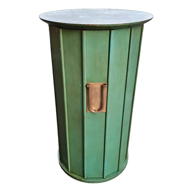 Vintage Hickory Manufacturing Company Cylindrical Pedestal Bar Cabinet For Sale