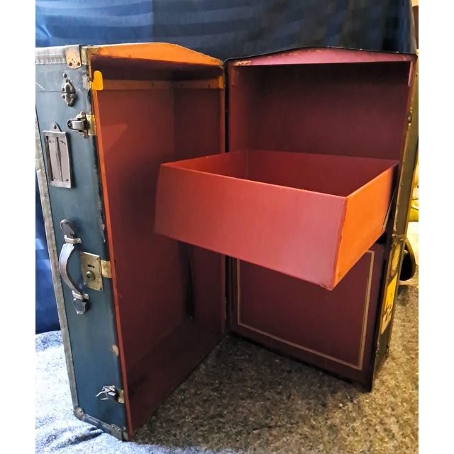 Metal Antique Steamer Trunk Wardrobe, the Netherlands, 1920s For Sale - Image 7 of 18