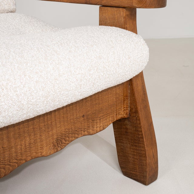 Brutalist Oak Upholstered Sofa, Antique, Belgium, Circa 1970 For Sale - Image 12 of 16
