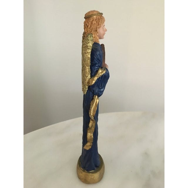 1950s Vintage 1950s Hand Painted Chalkware Angel With Harp For Sale - Image 5 of 12