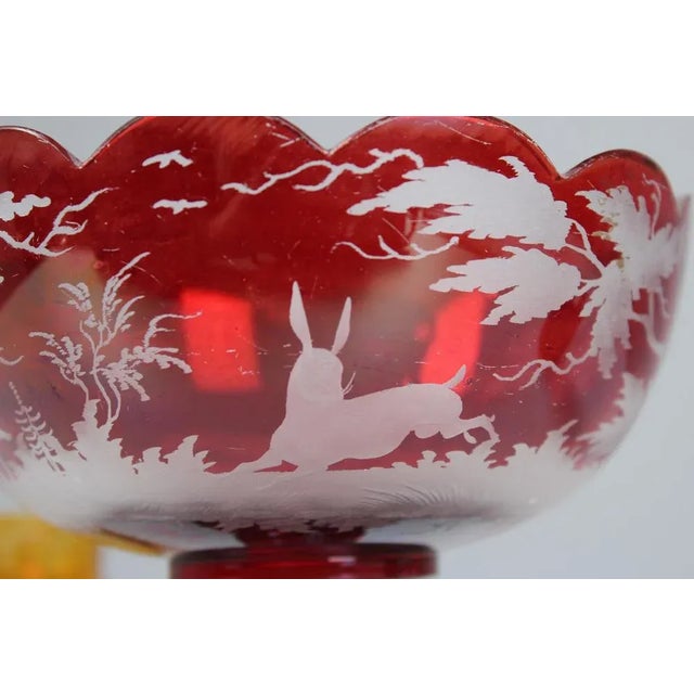 Bohemian Crystal Glass Set in Ruby Red and Yellow, 1880s, Set of 3 For Sale - Image 9 of 12