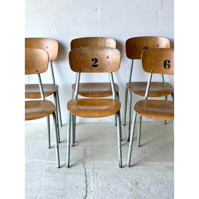Vintage School Chairs, 1970s, Set of 6 For Sale - Image 16 of 18