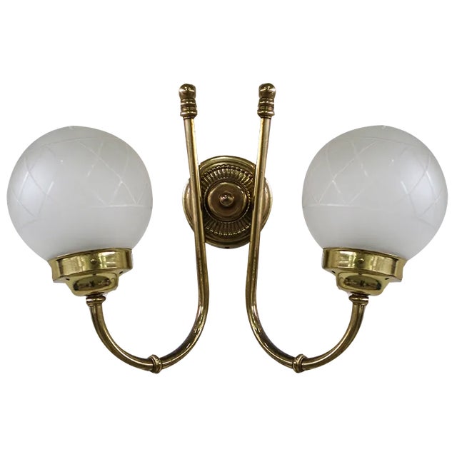 Vintage Two-Arm Wall Lamps, 1980s, Set of 2 For Sale