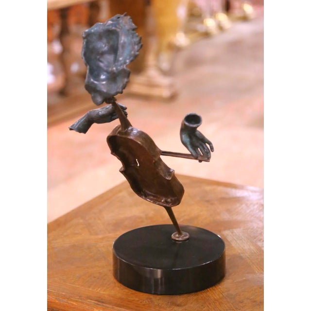 1980 Paul Fairley Bronze Abstract Cellist Sculpture on Marble Base For Sale - Image 10 of 11
