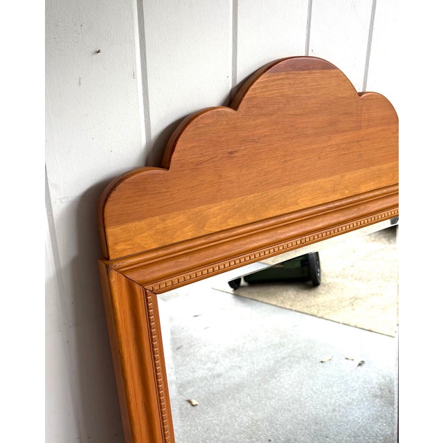 Carved Maple Scallop-Top Vertical Wall Mirror For Sale - Image 4 of 4