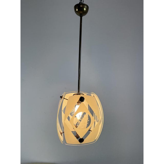 Curved Murano and Brass Murano Glass Chandelier, 1950s For Sale - Image 15 of 16
