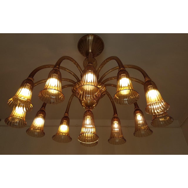Oval Murano Glass Chandelier by Napoleone Martinuzzi for Venini, 1920s For Sale - Image 3 of 10