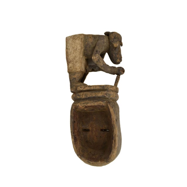 Brown Early 20th Century Baule Mask with Figures Côte d'Ivoire For Sale - Image 8 of 8