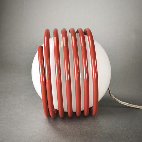 Red Spring-Loaded Table Lamps, 1970s, Set of 2 For Sale - Image 6 of 10