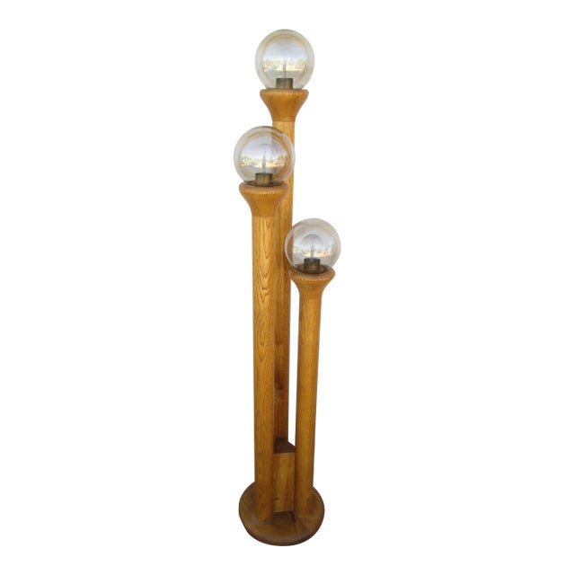 Late 20th Century Modeline Honey Oak Floor Lamp by Charles Gibilterra For Sale