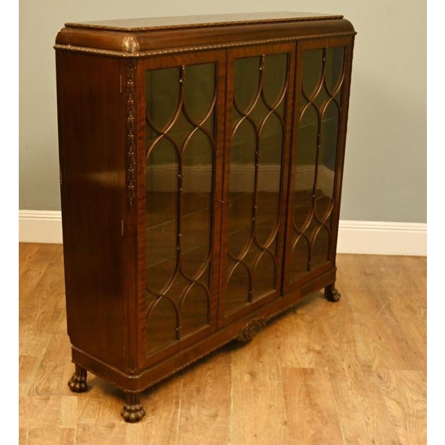 Chippendale Mahogany Glazed Display Bookcase, 1910s For Sale - Image 3 of 7