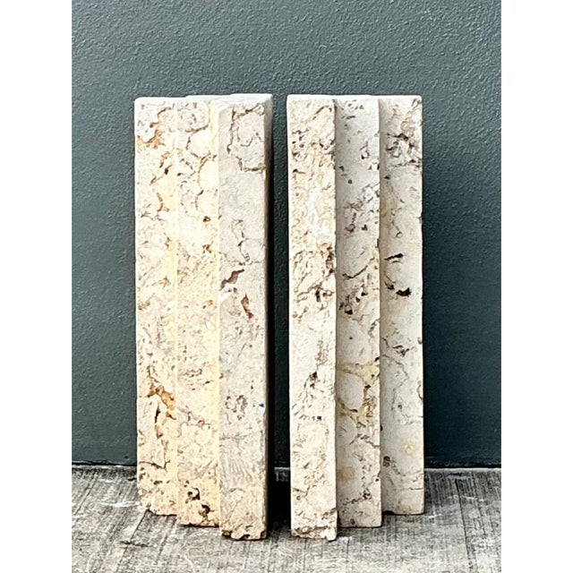 Stone Vintage Coquina Stone Table Pedestal - Set of 2 For Sale - Image 7 of 12