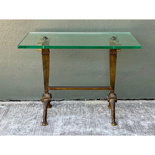 Early 20th Century Vintage Deco Bronze and Glass Side Table For Sale - Image 5 of 12