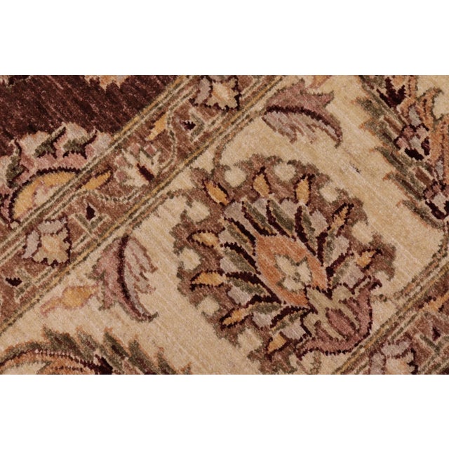 Textile 1980s Shabby Chic Ziegler Brown Beige Hand-Knotted Wool Rug - 8'9'' X 12'0'' For Sale - Image 7 of 9
