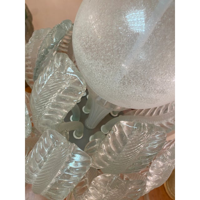 Transparent Vintage Italian Leaves Chandelier in Murano Style Glass For Sale - Image 8 of 12